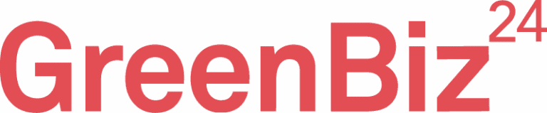 Logo displaying the text "GreenBiz" in large red letters with a smaller superscript "24" at the end, all on a light background.