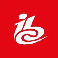 White stylized "ib" logo on a solid red background.